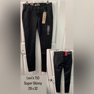 Women’s Levi’s black super skinny jeans 29 x 32 NEW with tags